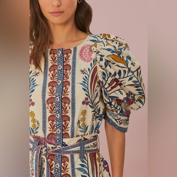 FARM RIO -  NWOT Cream Romantic Lightness Belted Romper size S - Picture 3 of 11